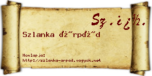 Szlanka Árpád névjegykártya